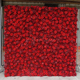 Aperturee - Aperturee Red Artificial Flower Wall For Wedding Party Decor